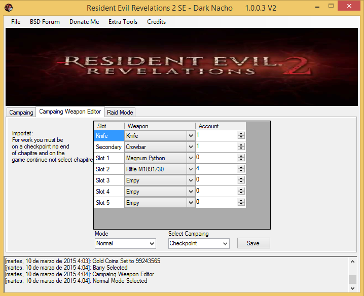 RELEASE Resident Evil Revelations 2 Save Editor.